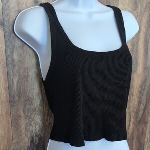 Old Navy Black Ribbed Crop Fitted Tank Top XL                           E114